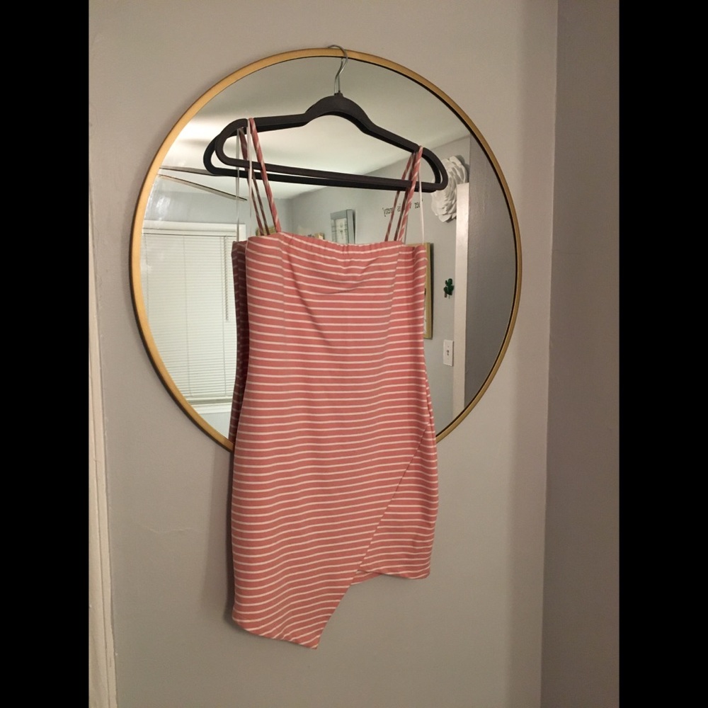 Pink striped mini dress